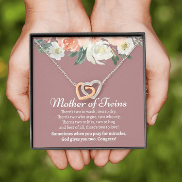 Mother of Twins Interlocking Hearts Necklace - Love You This Much